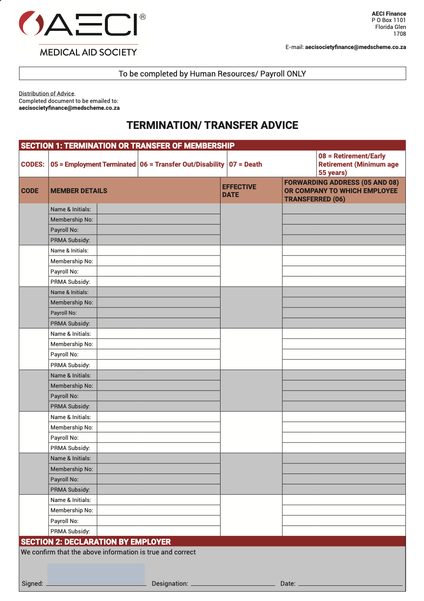 AECI Membership Continuation Form